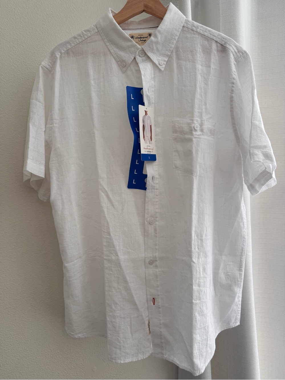 Linen Vintage Men’s White shirt Washable Linen Button-Up | Size Large | NWT